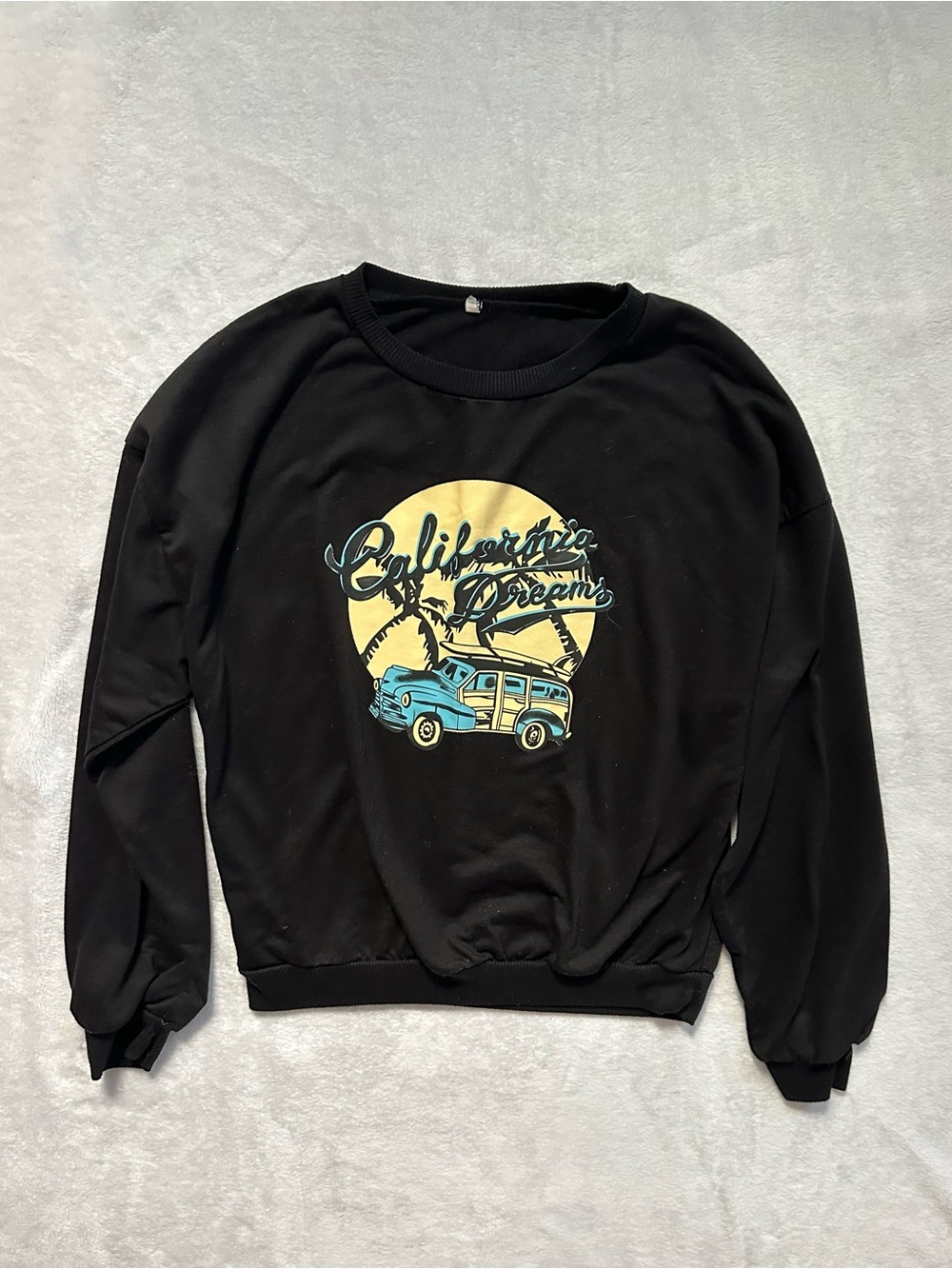 Shein California Dreams Long Sleeve Top in Black Size Small